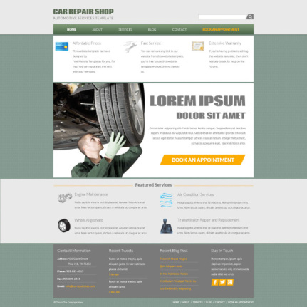 Car Repair Shop Web Template Material Psd