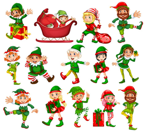 Cartoon Set Of 2024 Christmas Characters Vector Encapsulated Postscripts