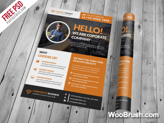 Corporate With Clean Business Flyer Template Psd
