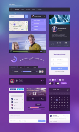 Purple With Blue Flat Website Template Psd