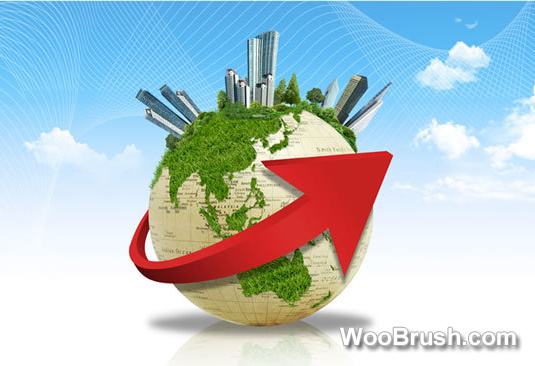 World Travel Template With Red Arrow Psd