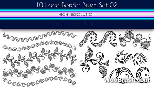 10 Kind Lace Vintage Border Brushes