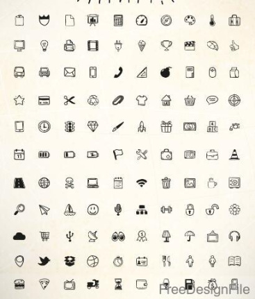 100 Kind Hand Drawn Doodle Icons Psd