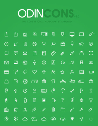 100 Kind White Outline Web Icons Material Psd
