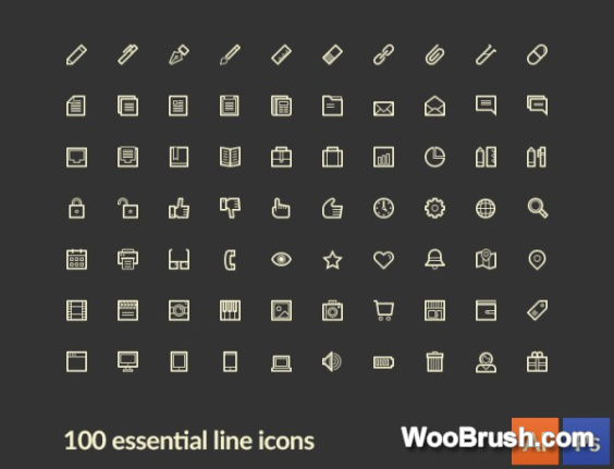 100 Kind Small Fine Essential Line Icons Vector Psd