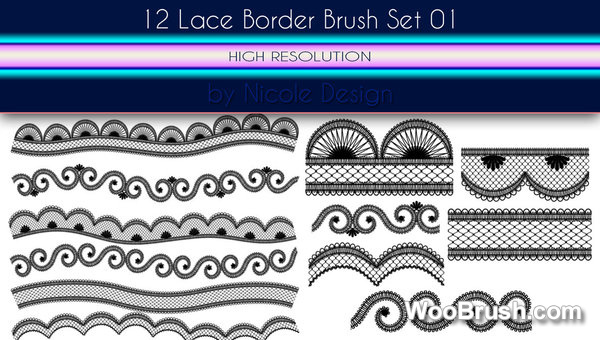 12 Kind Lace Border Brushes