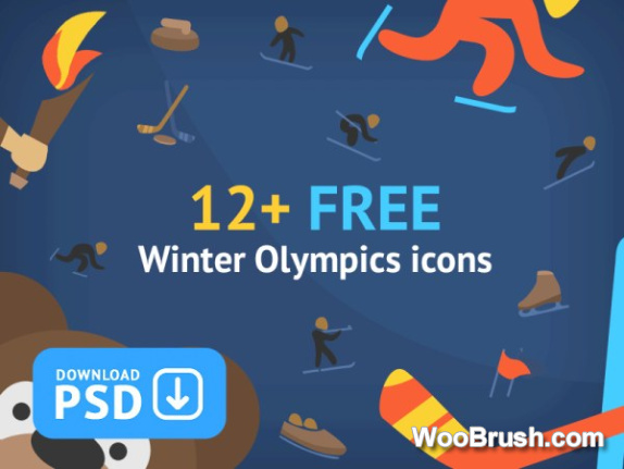 12 Kind Colorful Olympic 2024 Winter Sport Icons Psd