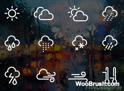 15 Kind Weather Icons Psd Set