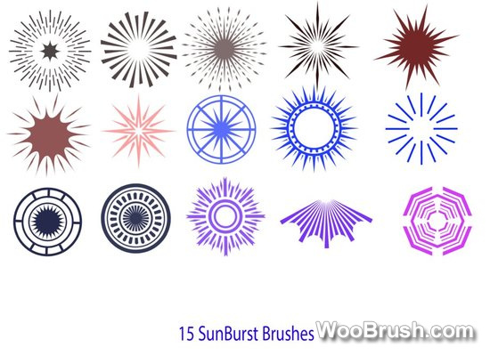15 Kind Sun Burst Brushes
