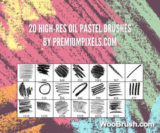 20 Kind High-Res Oil Pastel Brushes