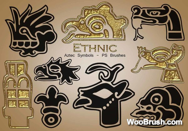 20 Kind Ethnic Aztec Symbols Brushes