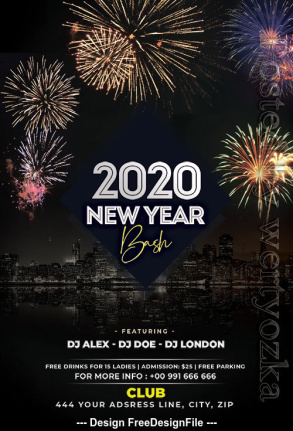 2020 New Year Night Flyer Template Psd
