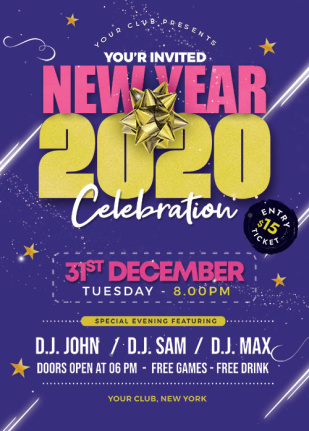 2020 New Year Party Poster Template Psd