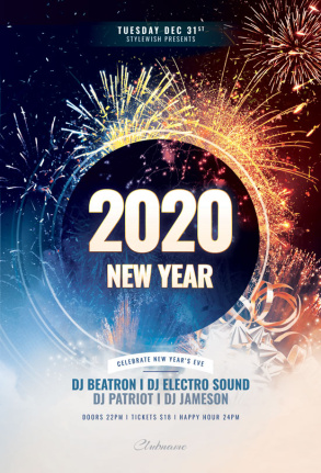 2020 New Year Flyer Template Psd