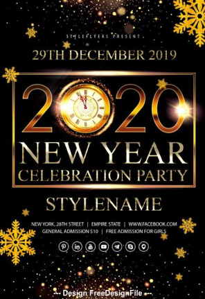 2020 New Year Celebration Flyer Template Psd