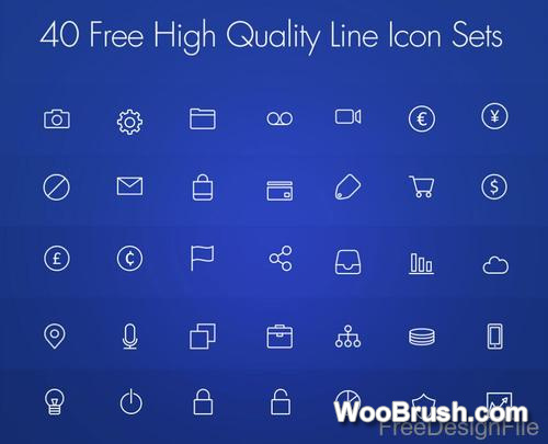 40 Kind High Quality Line Icons Psd