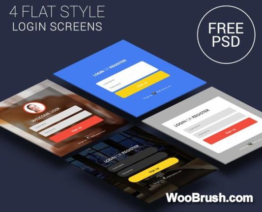 4 Kind Flat Styles Login Screens Material Psd