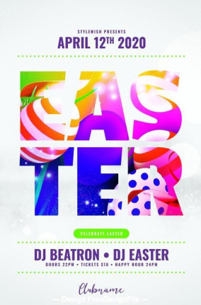 Abstract Colored 2024 Easter Flyer Template Psd