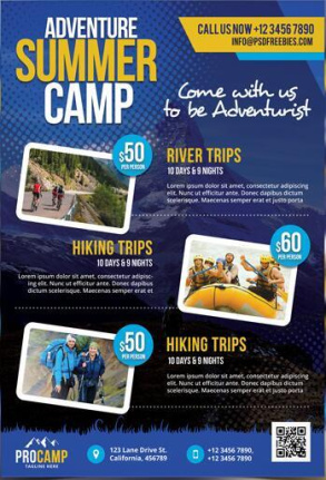 Adventure 2024 Summer Camp Flyer And Poster Template Psd