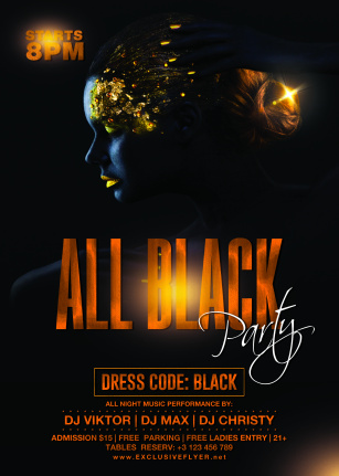All Black Night Party Flyer Template Psd