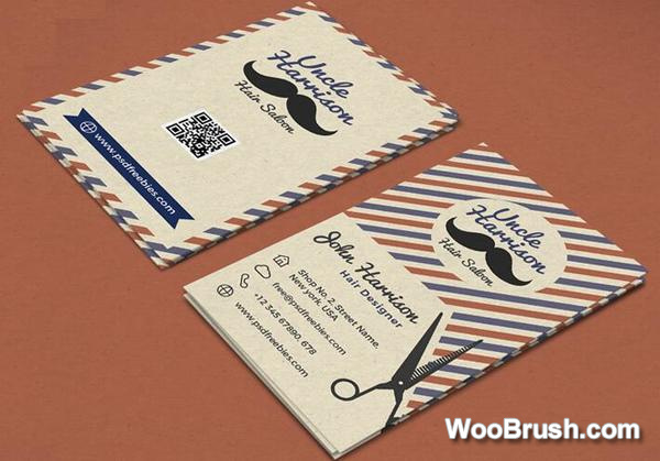 Barber Shop Poster With Business Card Template Psd