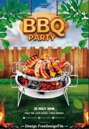 Bbq Party Flyer Template And Facebook Cover Psd