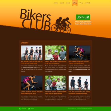 Bikers Club Website Template Psd