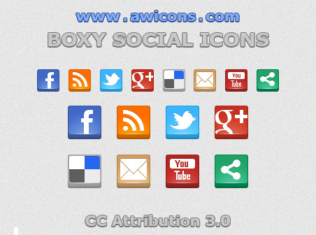 Boxy Social Icons Psd
