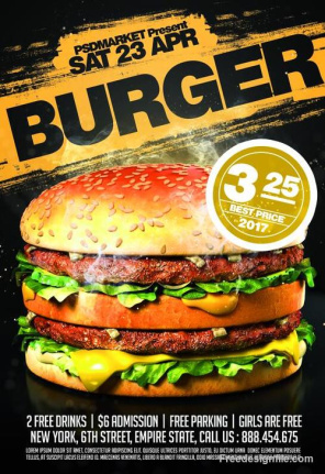 Burger Sale Flyer Template Design Psd