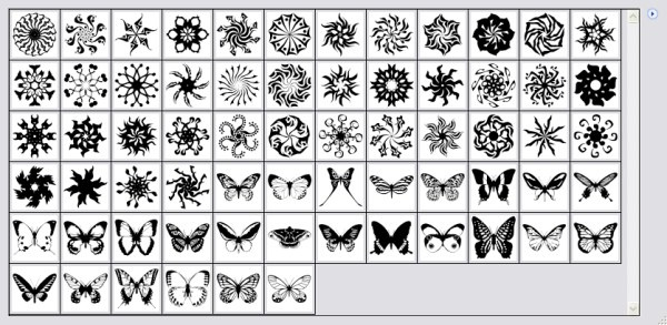 Butterflies With Round Pattern Brushes Shapes