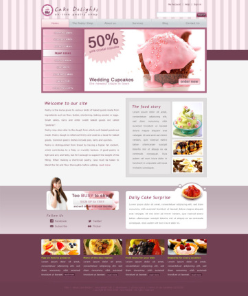 Cake Website Template Psd