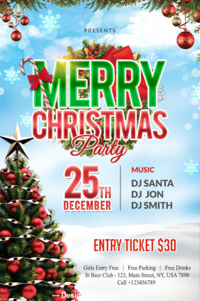 2024 Christmas Party Poster And Flyer Template Psd