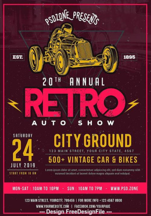 Classic Car Show Poster Template Psd