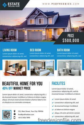 Clean Real Estate Flyer With Poster Template Psd