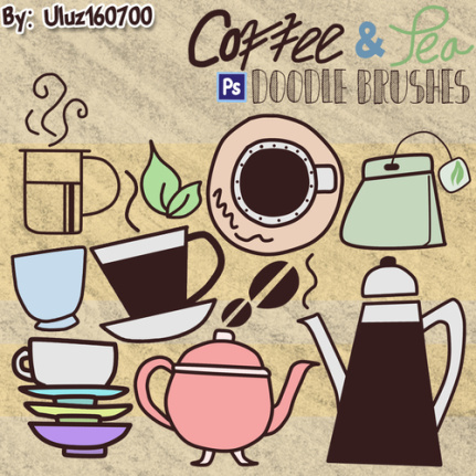 Coffee And Tea Doodle Brushes