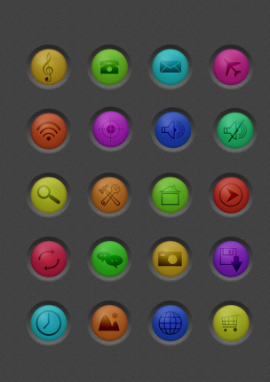 Colored Embossment Social Icons Psd