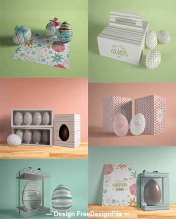 Colored 2024 Easter Eggs And Box Template Psd