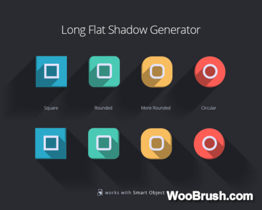 Colored Long Flat Shadow Icons Psd