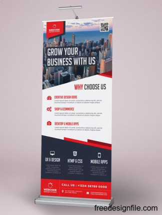 Company Exhibition Roll-Up Banner Template Psd