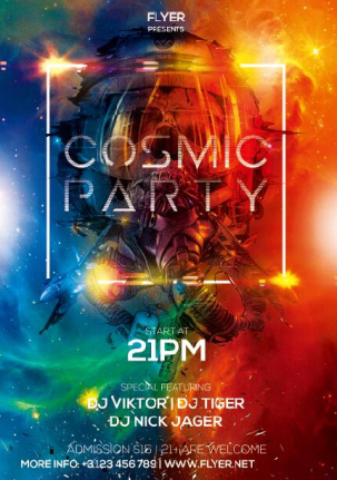 Cosmic Party Flyer Template Psd