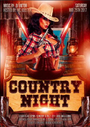 Country Night Party Flyer Template Psd