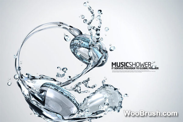 Creative Water Elements Music Headphones Layered Psd