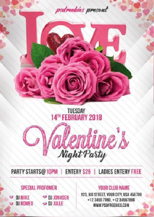 Creative Valentines Party Flyer With Poster Template Psd