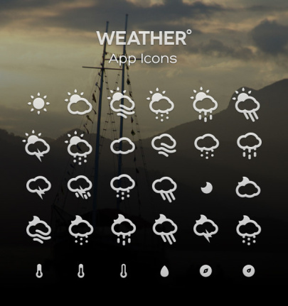 Creative Weather App Icons Psd
