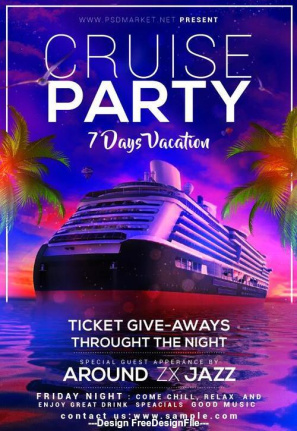 Cruise Vacation Travel Flyer Template Psd