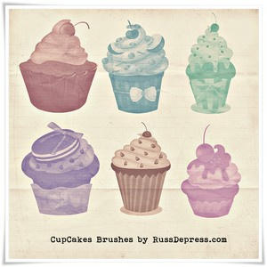Cupcakes High Res Shabby Chick Brushes