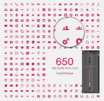 Cute Pink Social With Web Icons Vector Psd Set