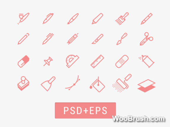 Cute Office Tools Line Icons Vector Psd