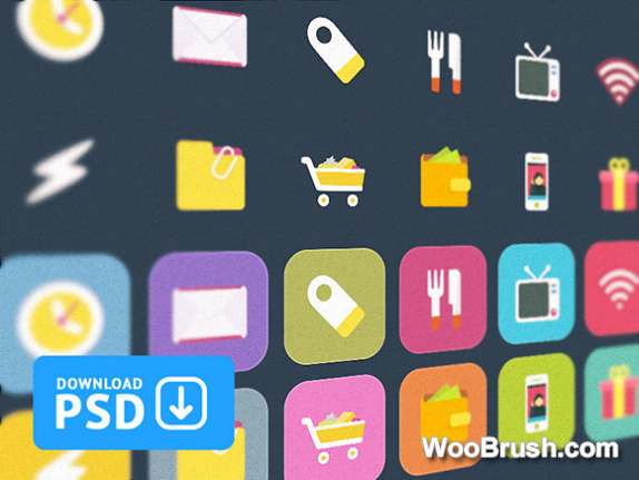 Cute Colored Application Icons Psd