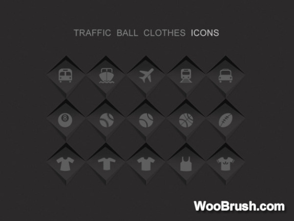 Dark Style Traffic With Ball And Clothes Icons Psd